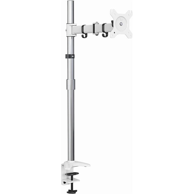 Fully Adjustable Single Monitor Standing Mount Extra Tall 31.5" Pole for One Display up to 32" - SA-D280-White