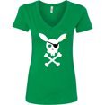 thumbnail image 3 of Inktastic Cute Easter Pirate Bunny with Eyepatch and Earring Women's V-Neck T-Shirt, 3 of 5