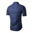 thumbnail image 2 of INSPIRE CHIC Men's Shirt Floral Printed Short Sleeve Button Down Shirt 34 Dark Blue, 2 of 7
