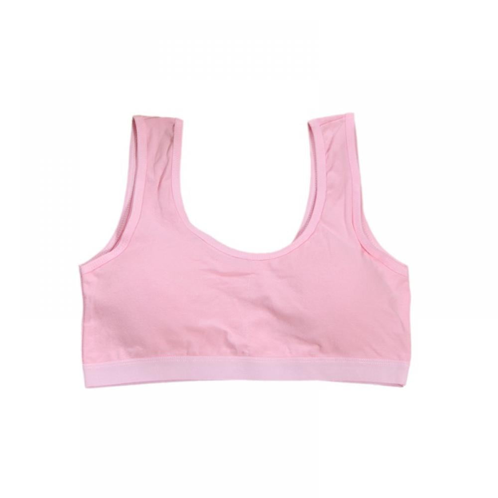 Summer Young Girls Cotton Bra Vest Button Breathable Thin Cup Wireless  Sport Training Bra