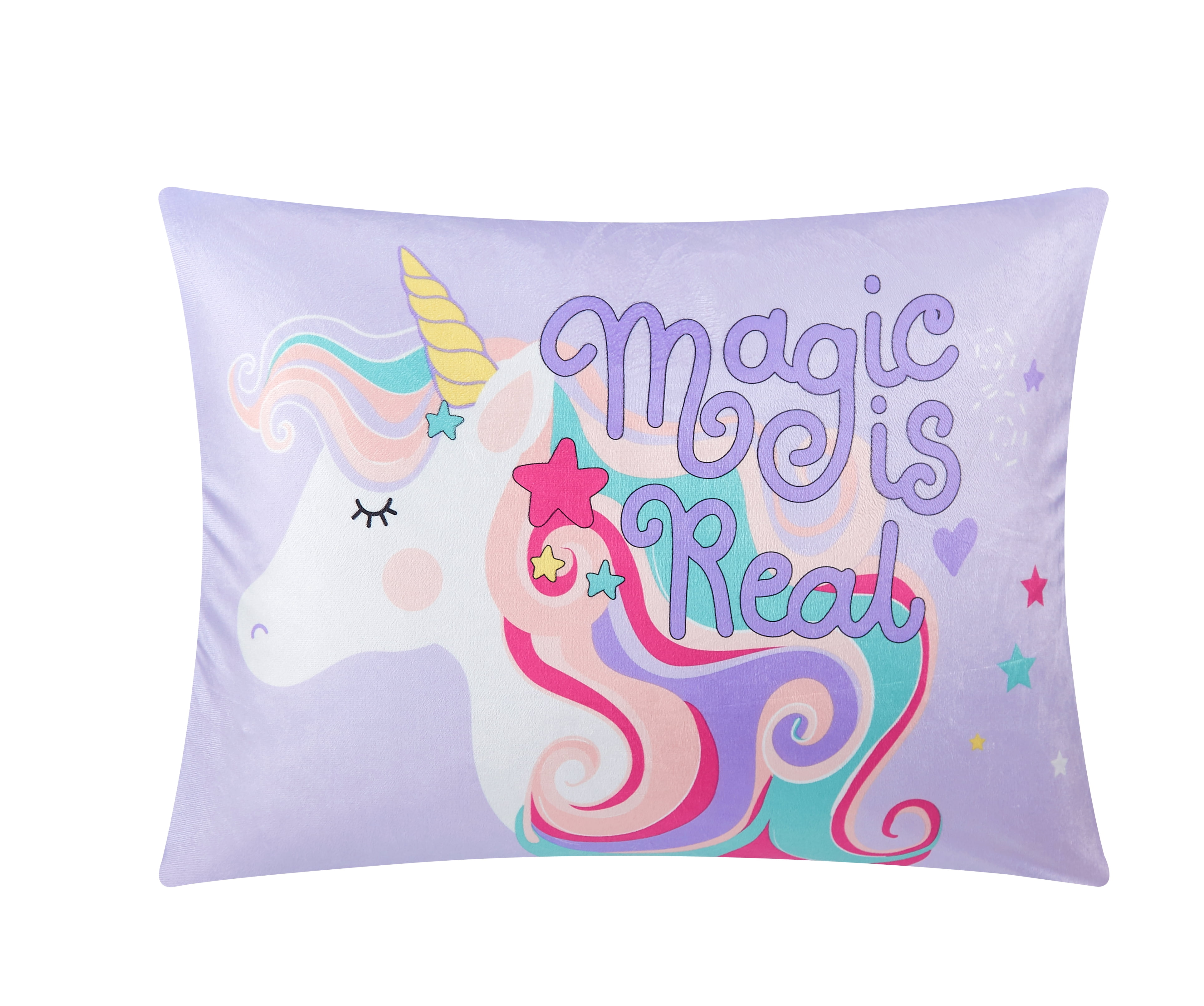 Your Zone 20' x 26' Soft Mink Bed Pillow, Unicorn, Purple
