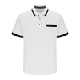 thumbnail image 5 of Men's Polos Short Sleeve WIth Pocket Fashion Comfy Solid Short Sleeve Turndown Collar Regular Casual Shirt, 5 of 6