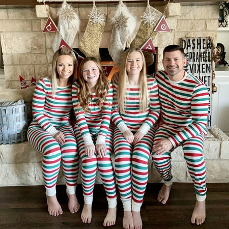 

Luckinbaby Family Parent-child Pajamas Fresh Stripe Printing Long Sleeve Tops +Trousers Set