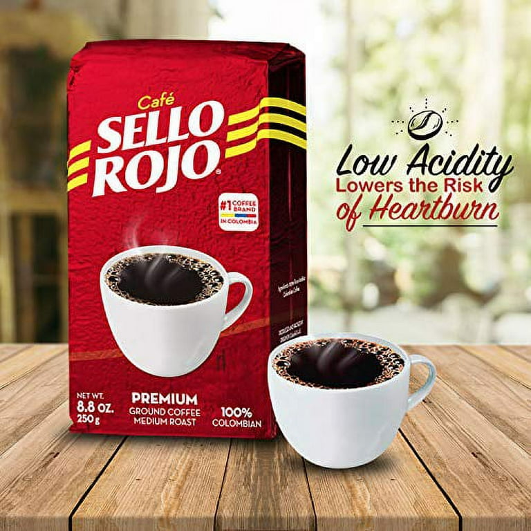 Colombian Coffee Sello Rojo Ground Coffee 1 Coffee Brand in Colombia 8.8 Oz Brick