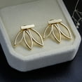thumbnail image 3 of NUZYZ 1Pair Women Hollow Lotus Shape Double Sided Ear Stud Earrings for Party Wedding Club, 3 of 7