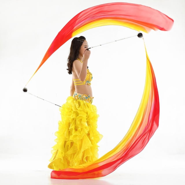 Velo para danza del vientre Yinane 200x70cm 2x Poi Balls Bufanda Accesorios