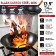 thumbnail image 3 of Sartén wok de acero al carbono YOSUKATA de 13.5" – Wok de fondo plano precurado para salteados, barbacoas, parrillas y camping – Utensilios de cocina tradicionales japoneses y chinos – Compatible con, 3 of 5