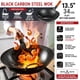 thumbnail image 3 of Sartén wok de acero al carbono YOSUKATA de 13.5" – Wok de fondo plano precurado para salteados, barbacoas, parrillas y camping – Utensilios de cocina tradicionales japoneses y chinos – Compatible con, 3 of 5