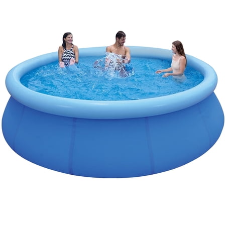 Honeydrill 10 ft x 30 in Above Ground Pools, Inflatable Top Ring Round Pool, Blue