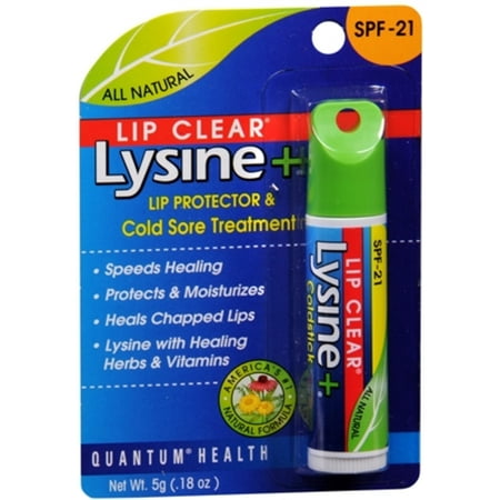 Quantum Lip Clear Lysine+ Lip Protector And Cold Sore Treatment SPF 21 0.18 oz (Pack of