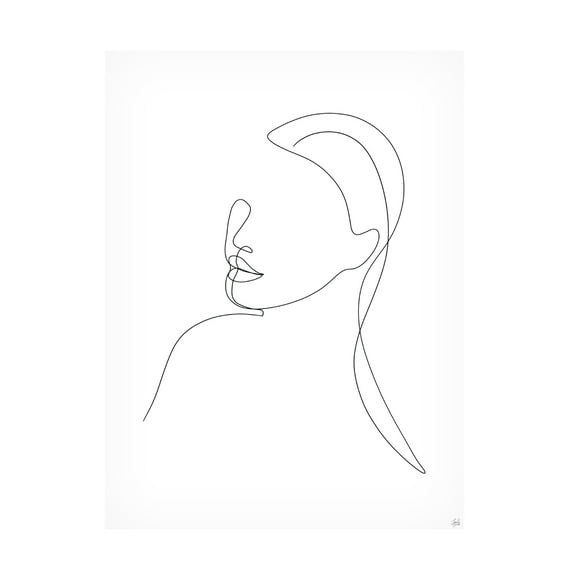Canvas Wall Art - Line and Brush 'Line Lady Portrait 1' Wall Art for Living Room, Bedroom, or Office Décor by Trademark Fine Art - 14 x 19 Inches