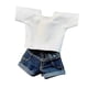 thumbnail image 2 of Disfraz informal de top y pantalones cortos vaqueros, estilo retro, a la moda, para cosplay, a escala 1/12 pantalones azules, 2 of 9