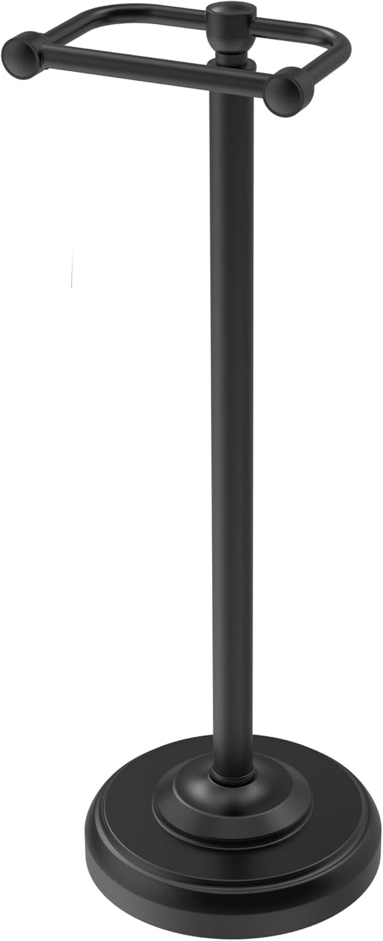 Toilet Paper Holder Stand, Free Standing Bathroom Tissue Roll Holder with Pivoting Post and Weighted Base, Stainless Steel Chrome Finish