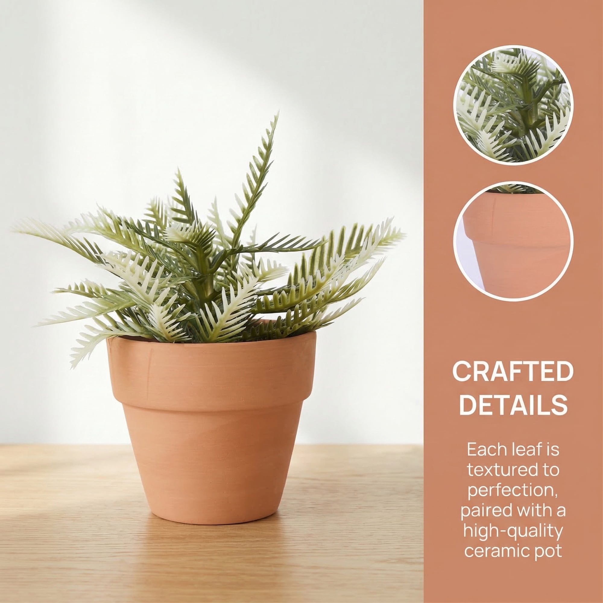 Unique Bargains Artificial Sago Palm Plant in Ceramic Pot Green And White 6.3"