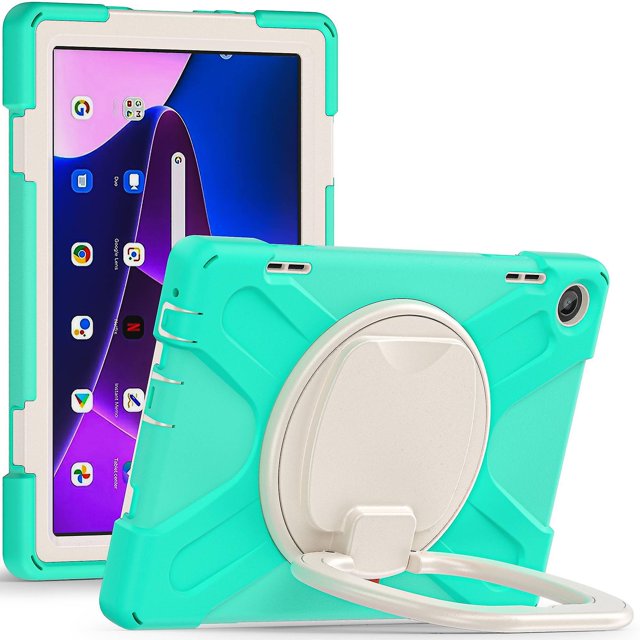 Funda de silicona para tableta Lenovo Tab M10 (3.ª generación) Tb-328fu / Tb-328xu con soporte giratorio y agarre manual, cubierta protectora a prueba de caídas