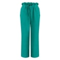 thumbnail image 4 of Endives Women's Cotton Linen Pants Wide Leg Pants Lantern Pants Fashion Basic Full Length Elastic Waist Comfort Soft Streetwear Beach Holiday Pant Mint Green, 4 of 4