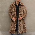 thumbnail image 2 of Penkiiy Men’s Faux Fur Long Coat Winter Warm Thicken Jacket Cardigan Fluffy Soft Plush Outerwear Overwear S-4XL Faux Fur Coat Men Brown, 2 of 9