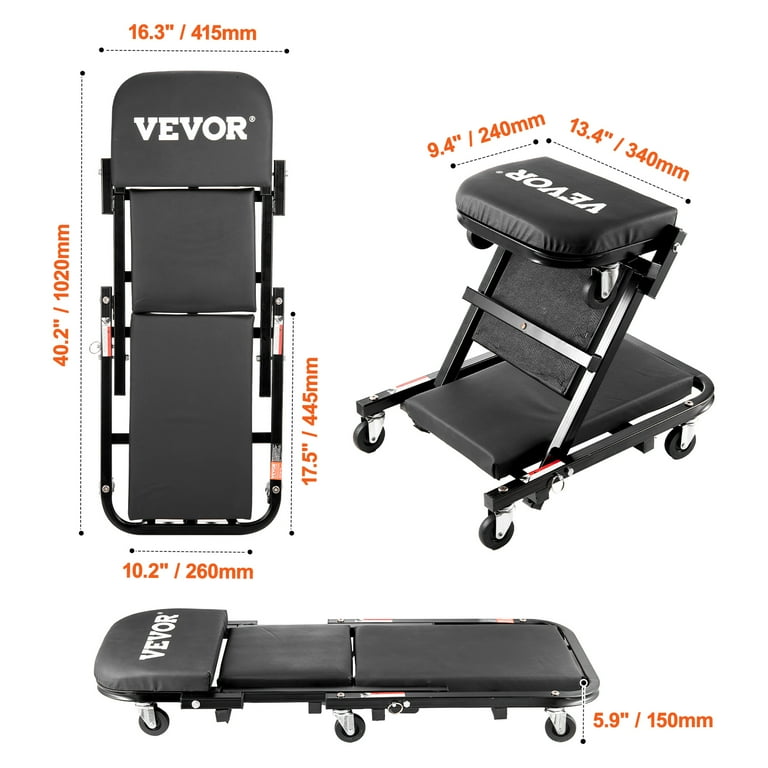 VEVOR Foldable Z Garage Creeper, 40 in, 450 lbs Load Capacity