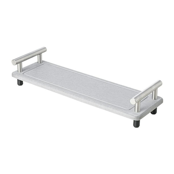 Organizador de fregadero de cocina de secado rápido, bandeja minimalista multifuncional para almacenamiento mango gris plateado