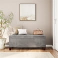 thumbnail image 2 of Linon Carmen Upholstered Tufted Shoe Storage Ottoman in Gray Microfiber, 2 of 13