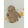 thumbnail image 4 of Baby Romper, 3 6 12 18M Long Sleeve Hooded Solid Fall Casual Bodysuit Clothes for Girls Boys, 4 of 9