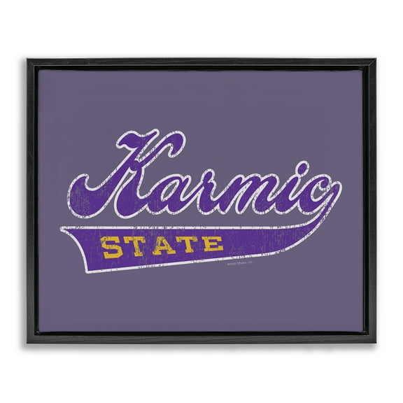 Stupell Industries Karmic State Varsity Text & Numbers Painting Black Floater Framed Canvas Art Print Wall Art, 21 x 17