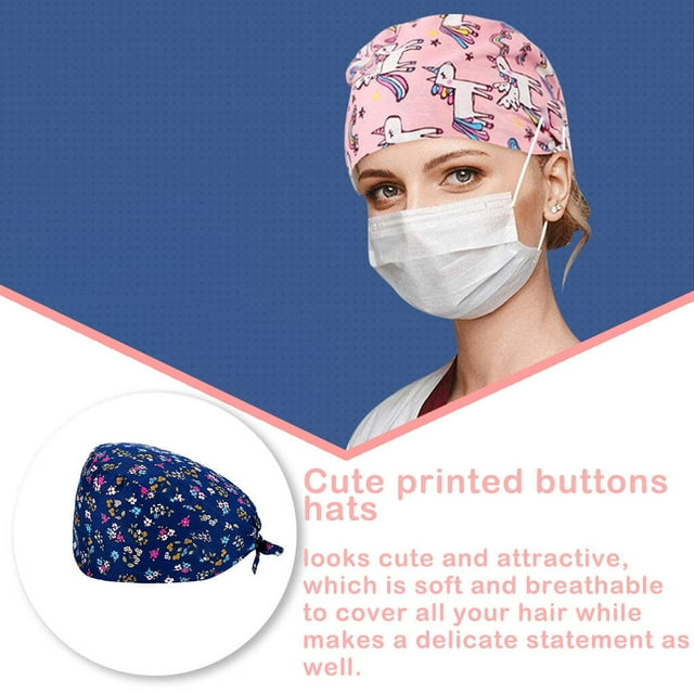 VONKY Gourd Caps Nurse Durability Pure Color Button Professional Assorted Colors Tie Back Work Uniform Operating Hats L08