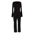 thumbnail image 6 of Women's Pjs Sets Ribbed Knited Pajamas Women Long Sleeve Crew Neck Sleepwear Loungewear Womens Lounge Wear 2 Piece Set Womens Nighties S, 6 of 6