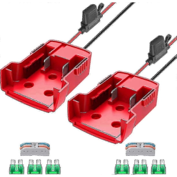 Power Wheel Adapter for Milwaukee M18 Battery 18V Converter with Fuses and Wire Terminals 2 Packs