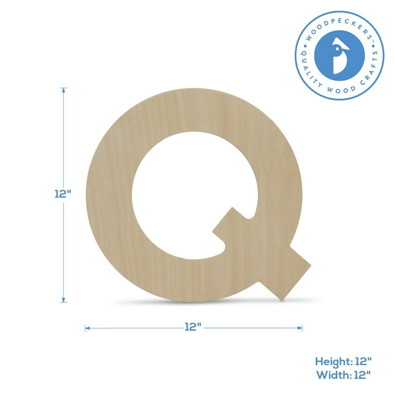 Genie Crafts Unfinished Wood 12-inch Decorative Letters Q Alphabet