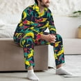 thumbnail image 7 of Naloa Colorful Sharks Men’s Pajamas Set - Long Sleeve Button Down Sleep Shirt and Pajama Bottoms Sleepwear Set-Medium, 7 of 7