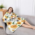thumbnail image 5 of Oversized Wearable Blanket Hoodie,White Butterfly Sunflower Pattern Sherpa Blanket Hoodie with Super Pockets,Super Warm Fuzzy Pullover for Women & Men, 5 of 6