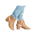 thumbnail image 3 of Women Buckle Peep Toe Low Block Heel Ankle Booties Boots Sandals Shoes Size, 3 of 4