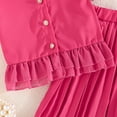 thumbnail image 5 of Zpanxa Girls 2 Piece Outfits Solid Color Short Sleeve Button Down Shirt with Pleated Wide Leg Pants 2 Piece Set 2-3 Years, 5 of 5