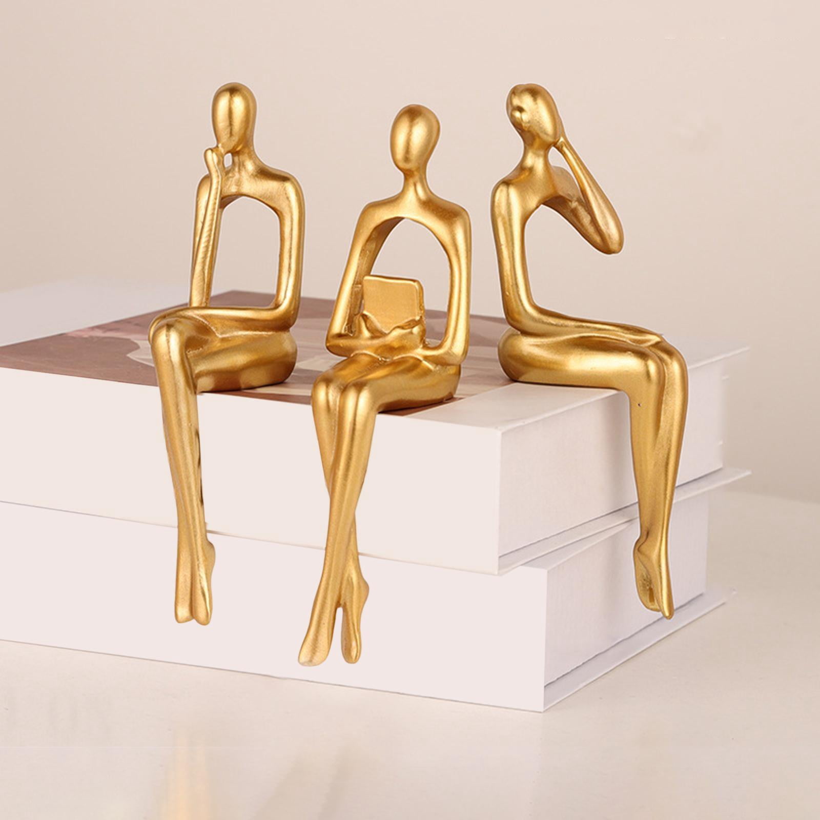 3 Pieces Abstract Thinking Statue Resin Figurine Artwork