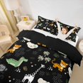 thumbnail image 3 of Castle Fairy Kawaii Animal Giraffe Monkey Zebra Twin Duvet Cover,Cute Tropical Palm Leaf Twin Bedding,Black Green,Black Reversible,2pcs,No Comforter,1 Duvet Cover and 1 Pillowcase, 3 of 6