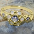 thumbnail image 5 of LBG British Made 14k Yellow Gold Natural Tanzanite & Opal Womens Engagement Ring - 33 size options - Size 8.5, 5 of 7