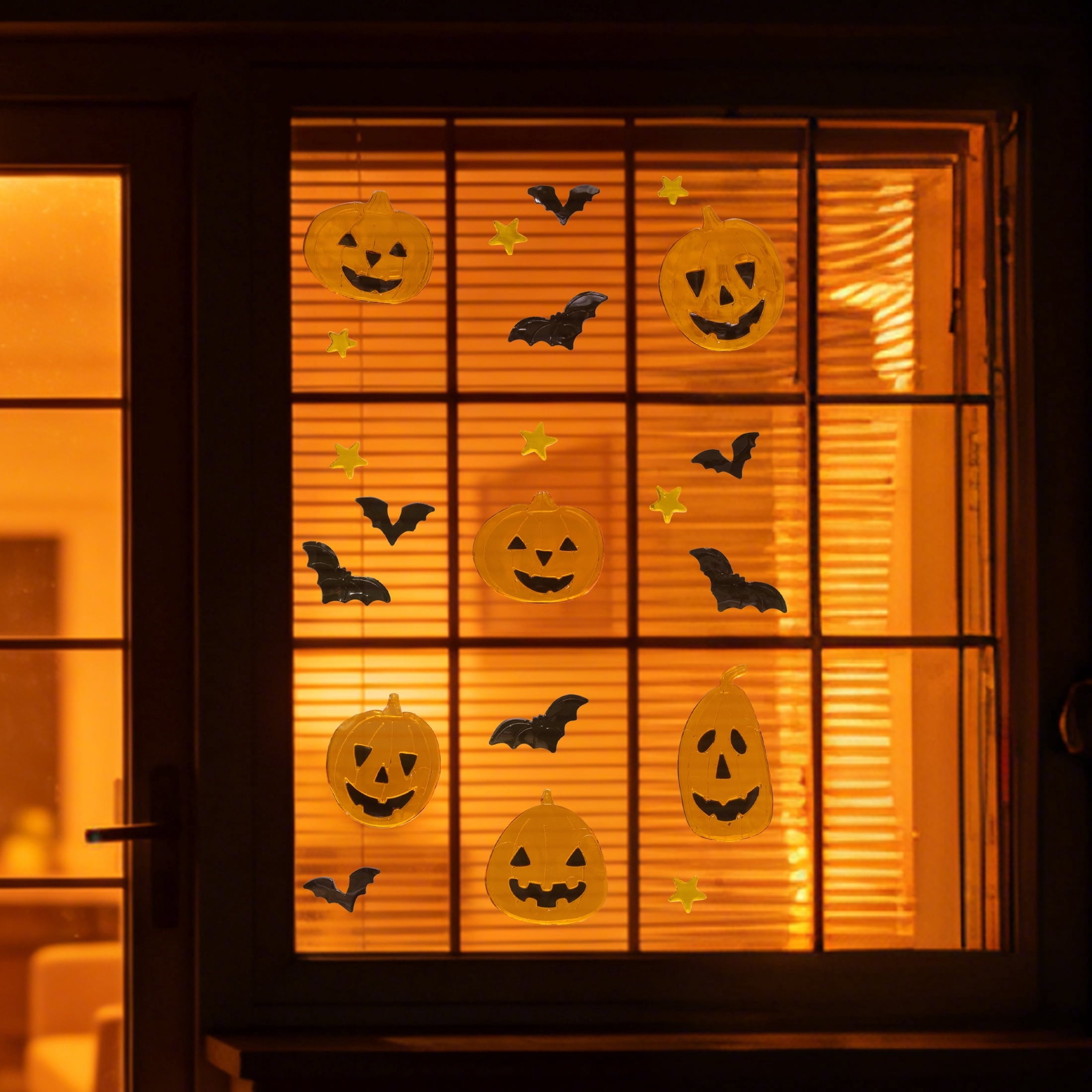 Jack-o'-Lanterns and Bats Gel Clings, Multicolor, 5.5" x 21", Halloween by Way To Celebrate