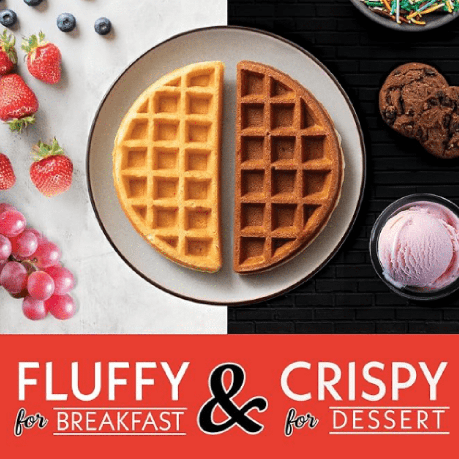 Belgian Waffle Maker – Compact Design with Upright Storage, Adjustable Browning, and Easy-Clean Nonstick Ceramic Plates, Stainless Steel