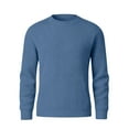 thumbnail image 5 of CharmCyan Men's Round Neck Long Sleeve Ribbed Knit Pullover Blue L, 5 of 7