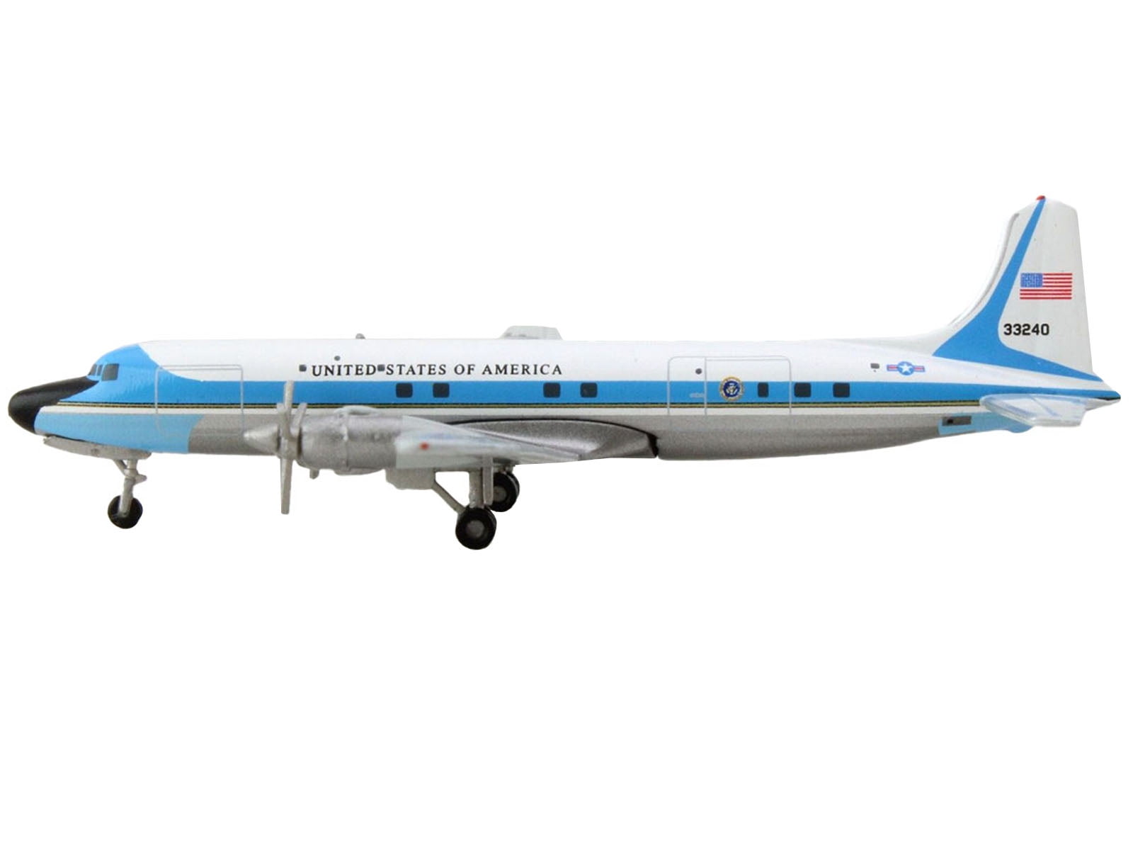 Douglas VC-118A Transport Aircraft "US Air Force One, Air Transport Wing" White with Blue 1/500 Diecast Model Airplane by Herpa
