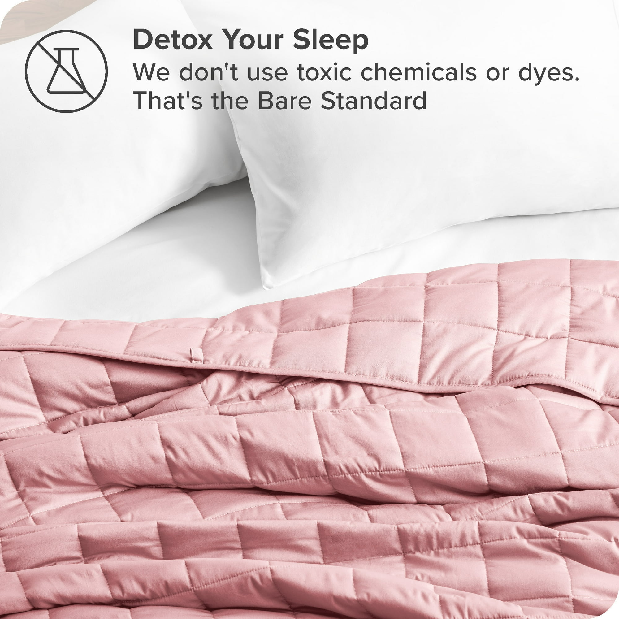 Bare Home 22 lbs Weighted Blanket for Adults 60 x 80 210tc Twill Cotton Light Pink