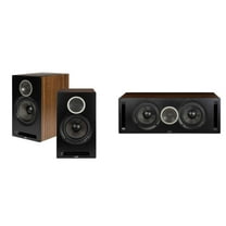 Elac DBR62-BK - Debut Reference 6.5" Bookshelf Speakers - Black, Pair and Elac DCR52-BK - Debut Reference 5.25" Center Speaker - Black
