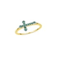 thumbnail image 1 of Diamond Princess 10kt Yellow Gold Womens Round Lab-Created Emerald Cross Band Ring 1/8 Cttw, 1 of 1