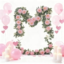 KOYPTL 2 Pack Artificial Rose Vines Floral Garlands Total 11.5 Ft Fake Vine Silk Rose Peony Flower Garland for Wedding Arch Garden Table Wall Backdrop Valentines Day Decorations(Pink)