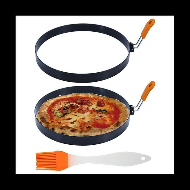 Anillo para Panqueques de 8 Pulgadas, Anillo para Tortilla de Acero Inoxidable con Manejar Aislado de Silicona, Moldes Redondos para Anillos de Huevo con Cepillo para Aceite