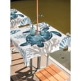 thumbnail image 2 of Outdoor Tablecloth with Umbrella Hole for Patio/Picnic/Party/Camping, Coastal Turtle Waterproof Table Cloth Square Cover Washable, Blue Ocean Coral Conch Beach Nautical (54"x 54"), 2 of 9