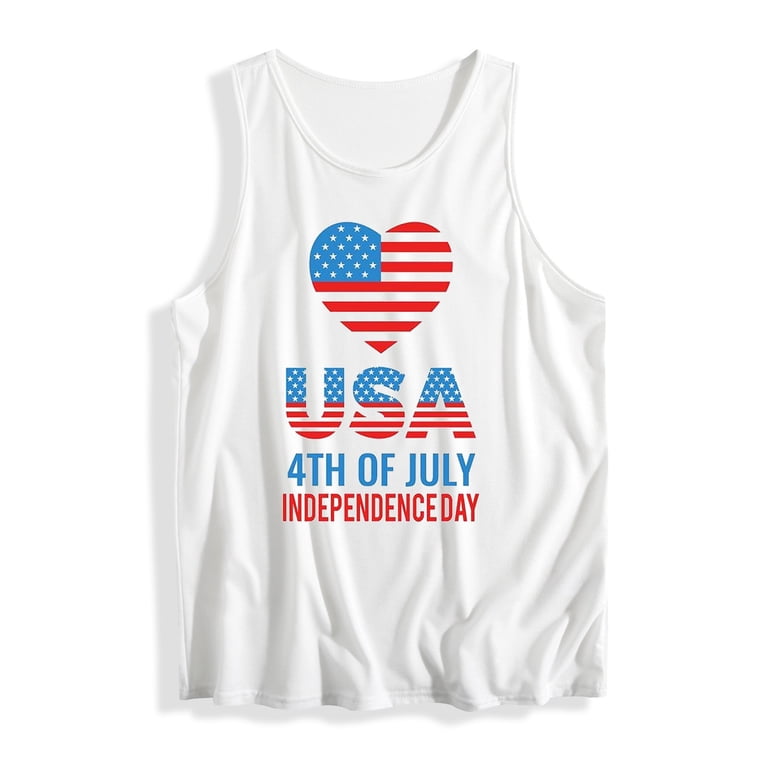 Women's Patriotic Crop Tank Top – American Flag Print, Red White & Blue, Cotton Blend