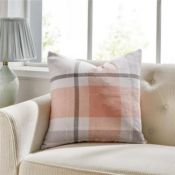 MDR Trading Inc. HU-MH2222HYPKOF Manhattan Pink And Gray Check With Feather Down Insert Pillow