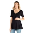 thumbnail image 5 of 24seven Comfort Apparel Maternity V Neck Elbow Sleeve Flared Henley Style Tunic Top, 5 of 6